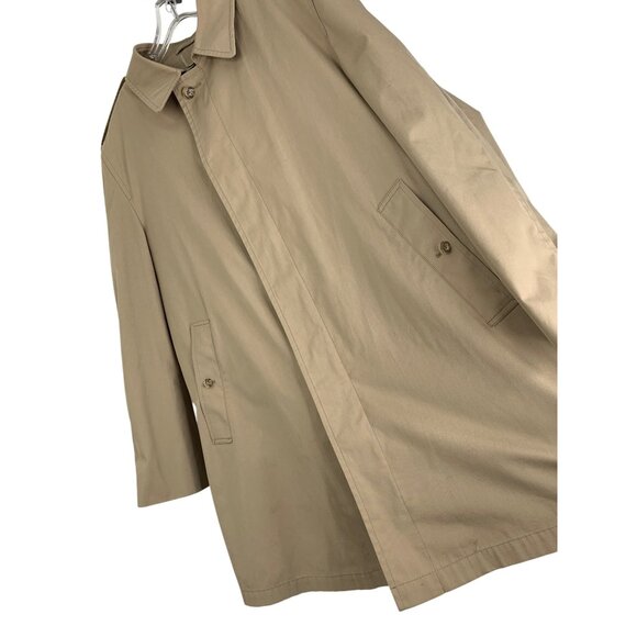 VTG London Fog Mens Trench Over Coat Zip Liner Size 44R USA Tan Pockets  8552 - Picture 10 of 11
